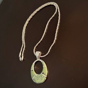 Elegant Silver and Green Pendant Necklace